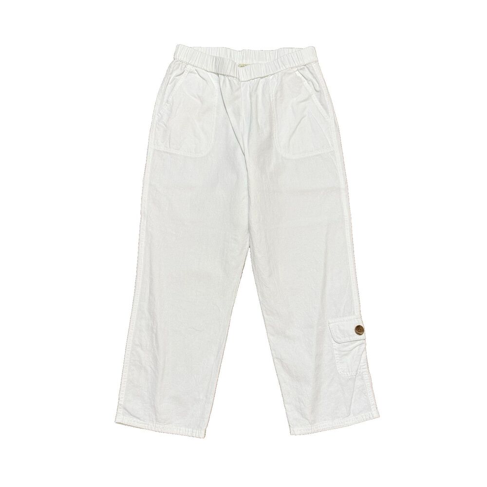 +Appleseeds Womens Capri Pants White Cotton Button Pockets Cropped RN 76915 Sz M